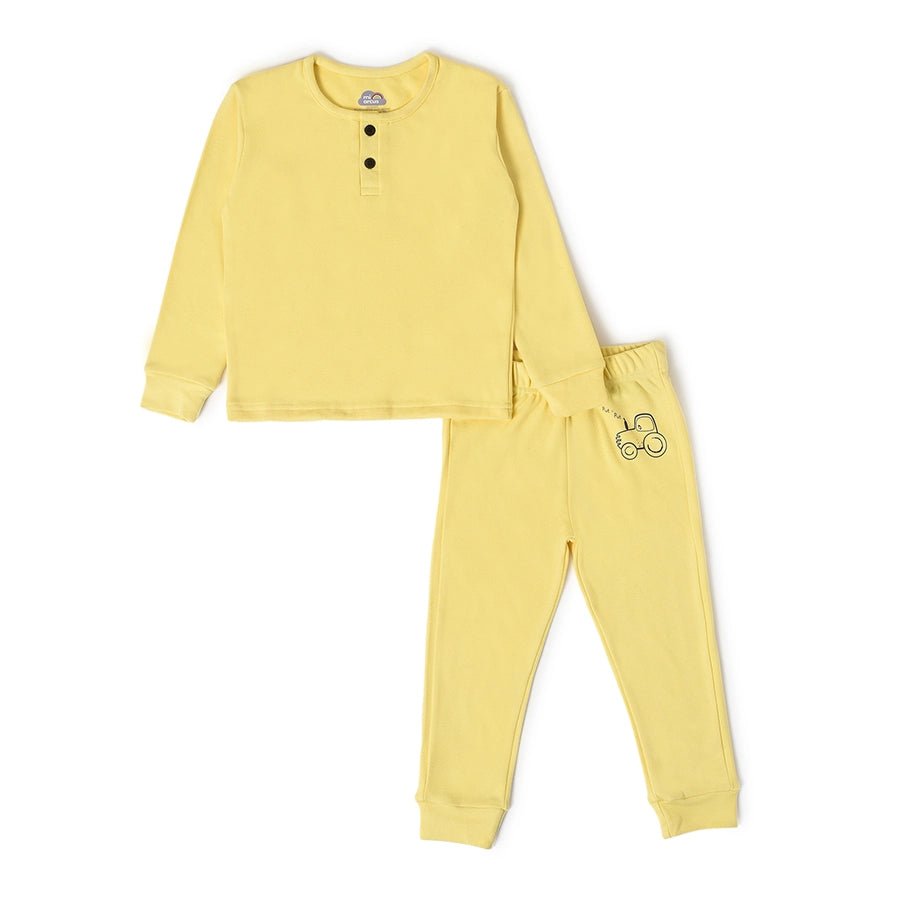 Farm Friends Yellow Knitted Thermal Top & Pajama Set Clothing Set 3