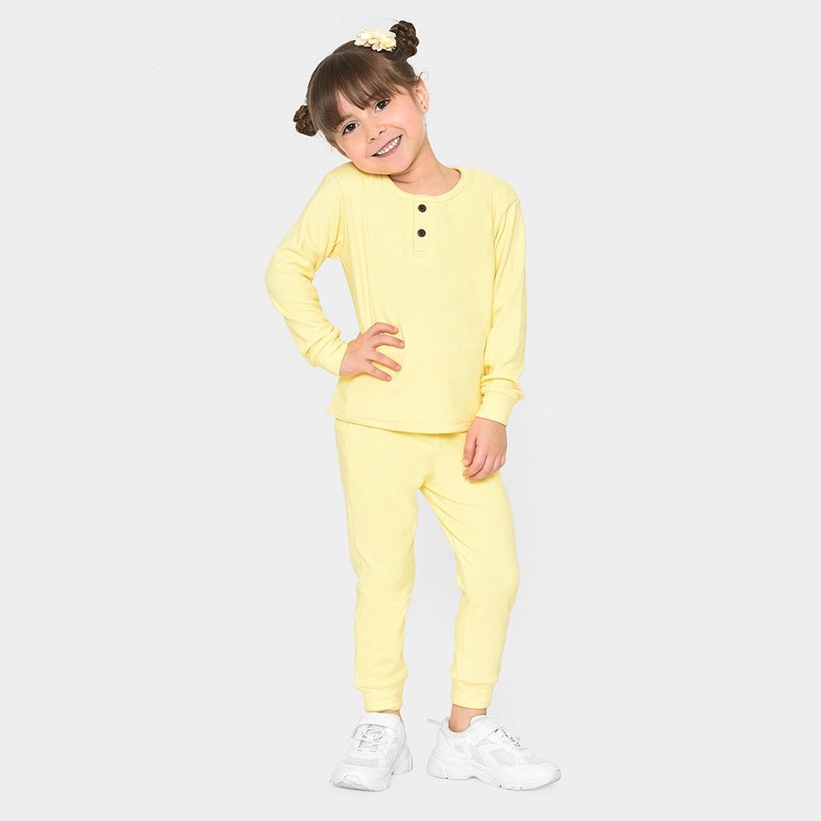 Farm Friends Yellow Knitted Thermal Top & Pajama Set Clothing Set 2