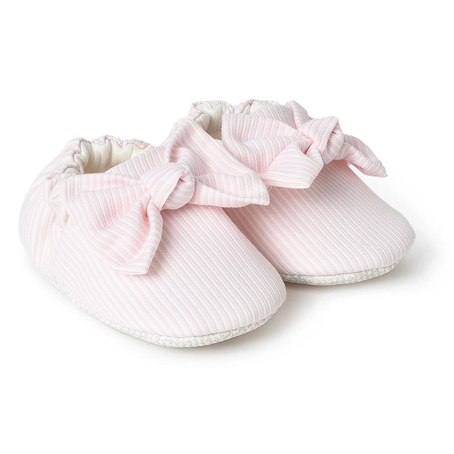 Fave Baby Girl Pink Woven Booties Booties 1