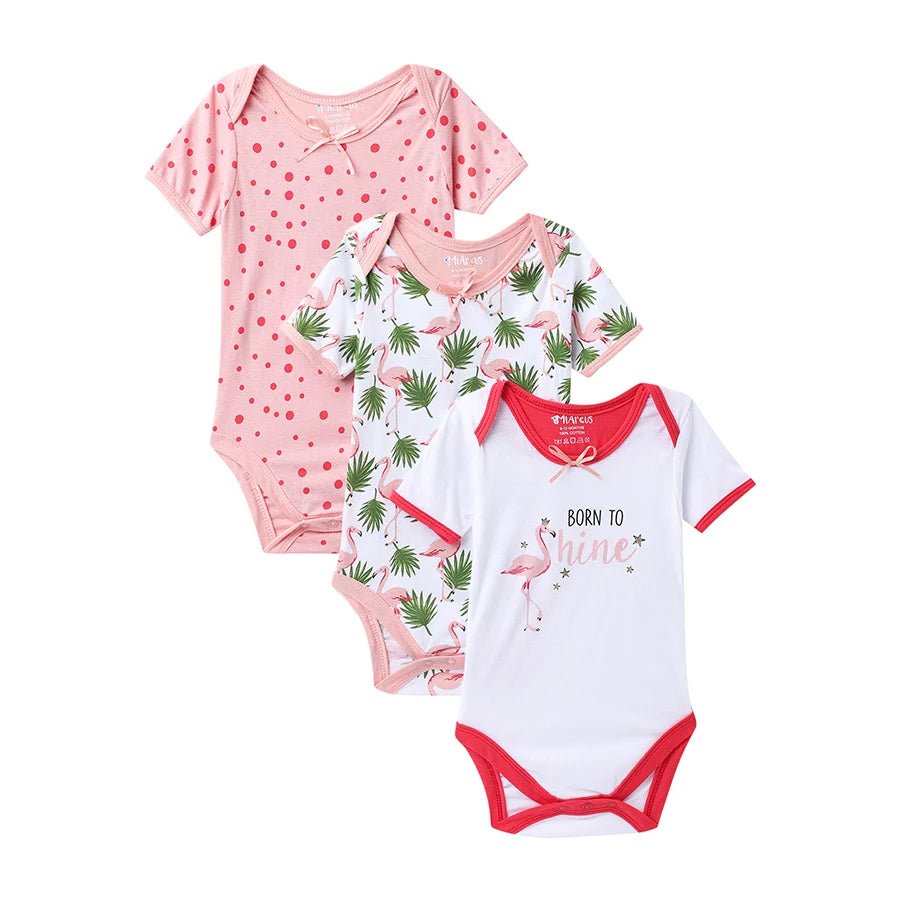 Flamingo Print Baby Girl Romper Pack of 3