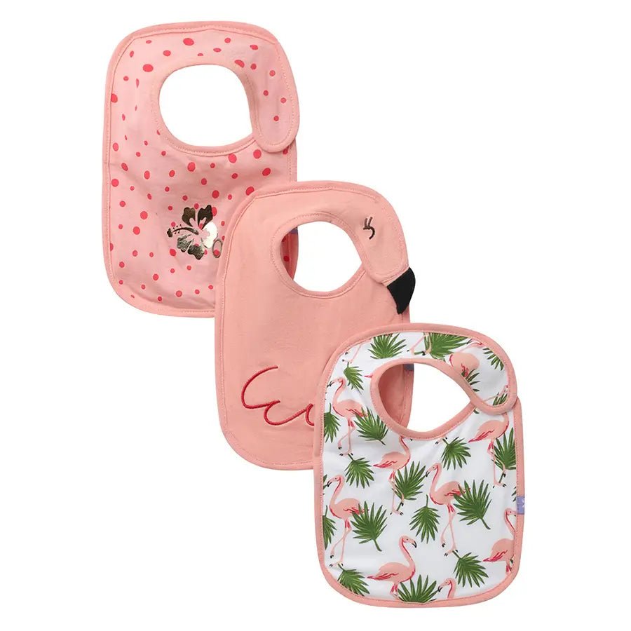 Flamingo Print Baby Girl Toddler Bib (Pack of 3) Bibs 1