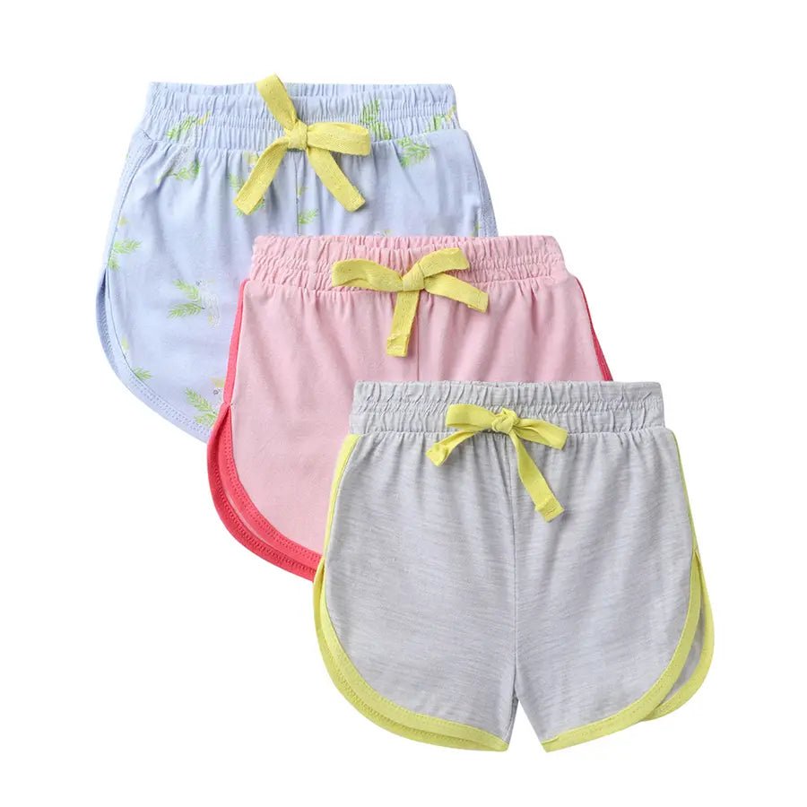 Floral Bird Print Baby Girl Shorts (Pack of 3) Shorts 1