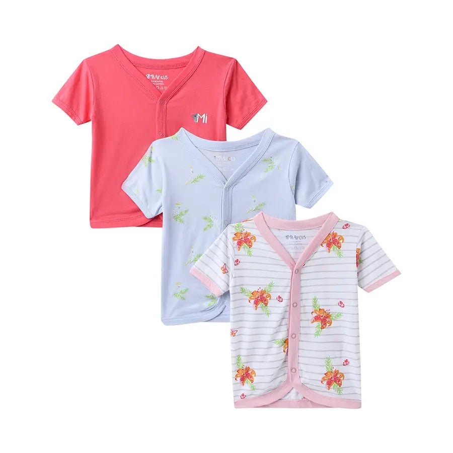 Floral Print Baby Girl Front Open Vest (Pack of 3) Vest 1