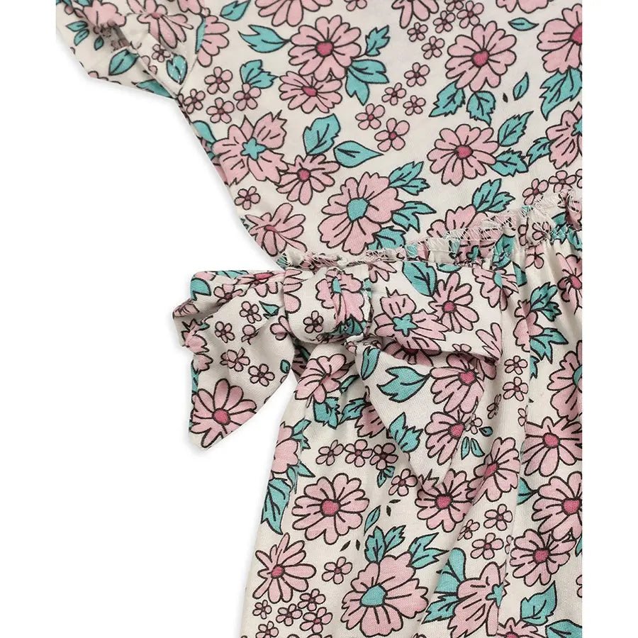 Flower Print Frock With Bloomer Clothing Set 9