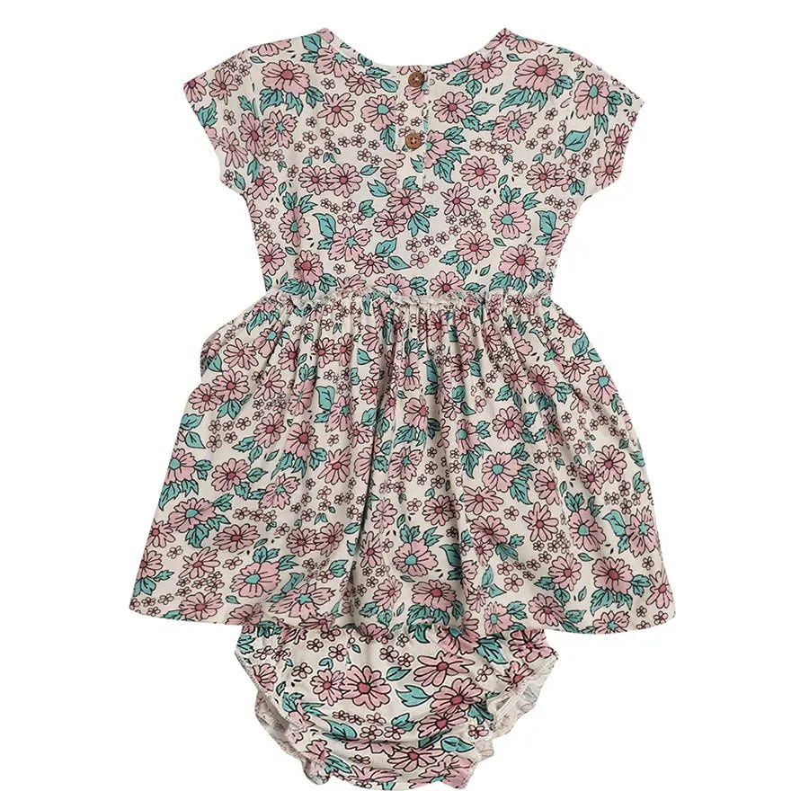 Flower Print Frock With Bloomer Clothing Set 2