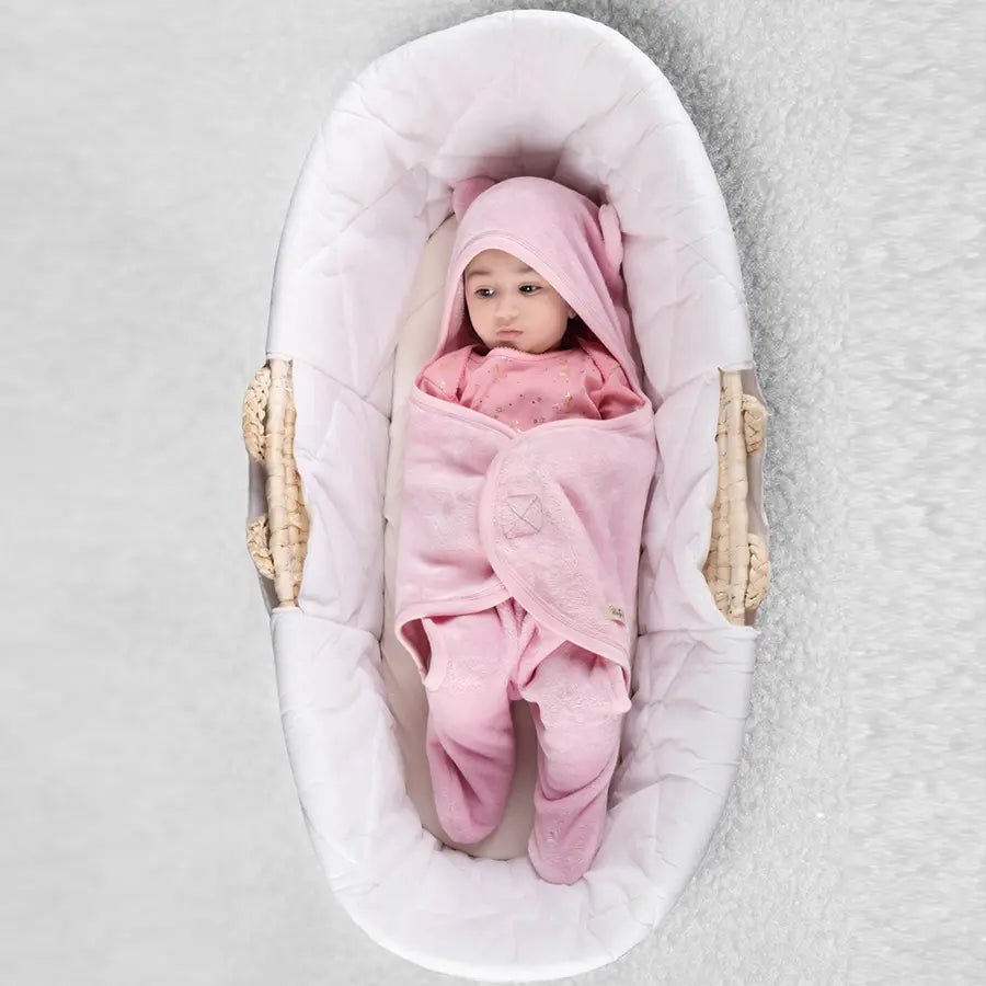 Flurry Knitted Hooded Wrap - Pink Hooded Blanket 2