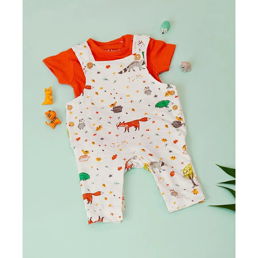Forest Print Unisex Dungaree with Romper set - Romper