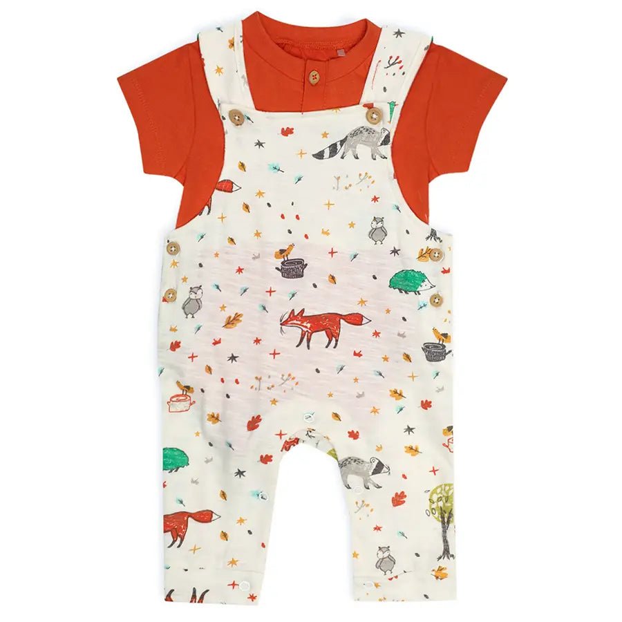 Forest Print Unisex Dungaree with T-Shirt set Dungaree 1