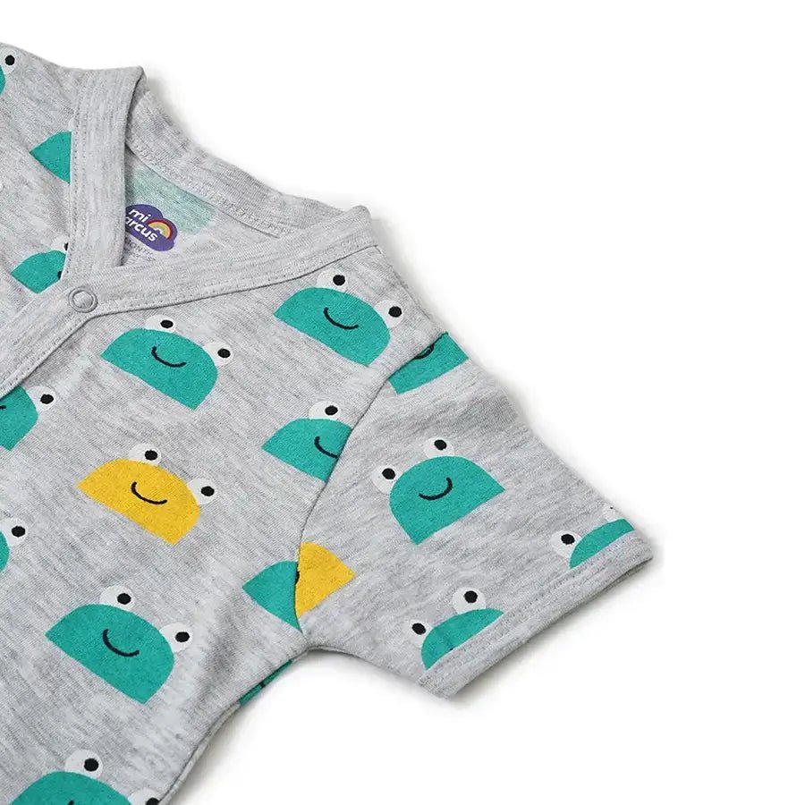 Frog Face Print ( Front Open Vest & Pyjama Set ) Clothing Set 9