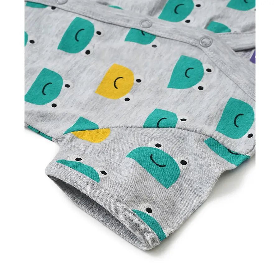 Frog Face Print ( Front Open Vest & Pyjama Set ) Clothing Set 10