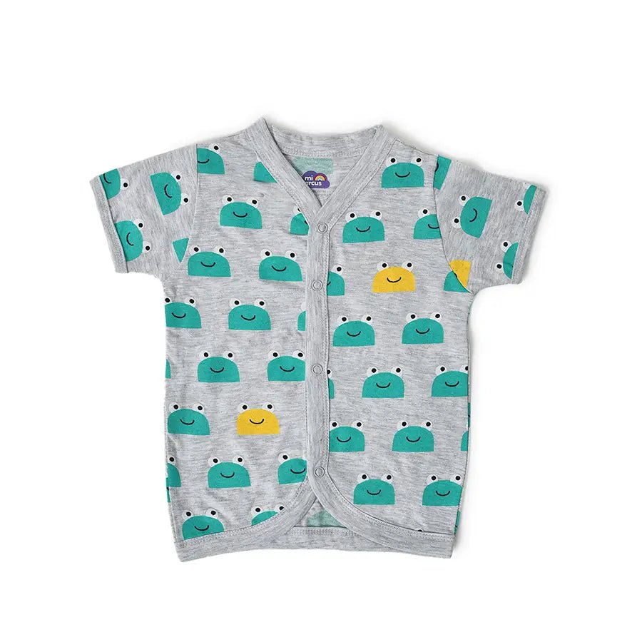 Frog Face Print ( Front Open Vest & Pyjama Set ) Clothing Set 3