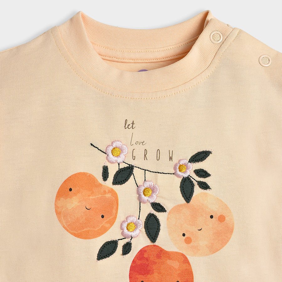 Fruits Printed Peach Top & Pajama Set Clothing Set 5