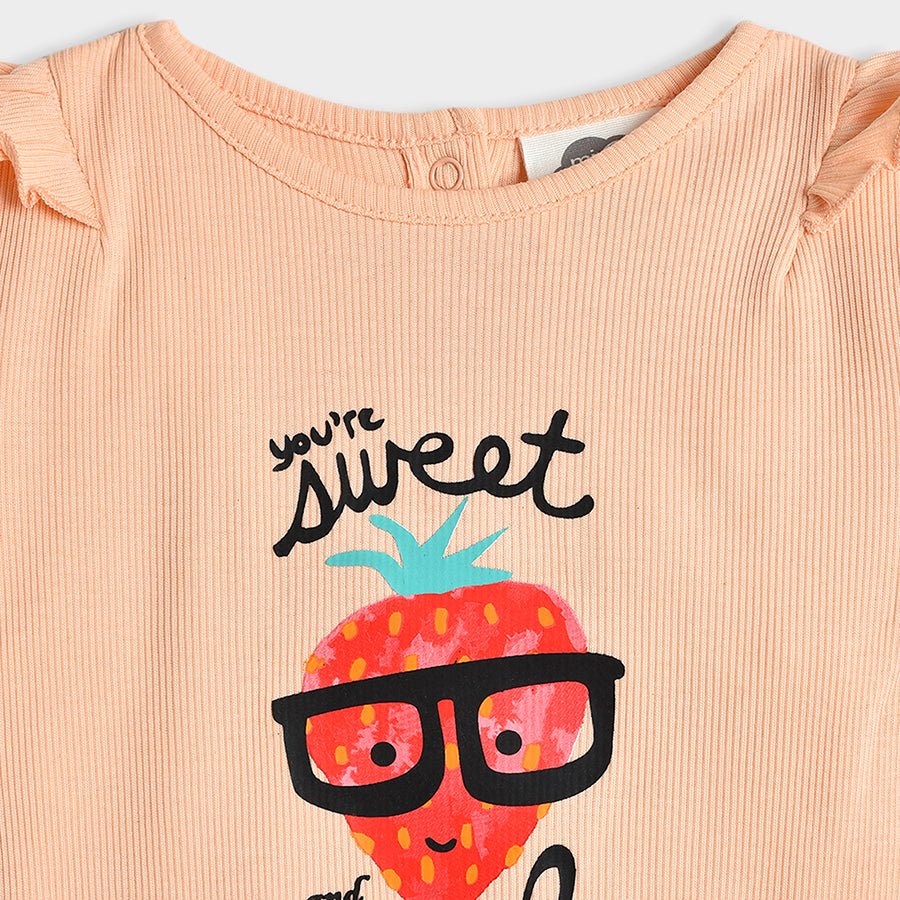 Fruits Strawberry Printed Peach Top & Pajama Set Clothing Set 5