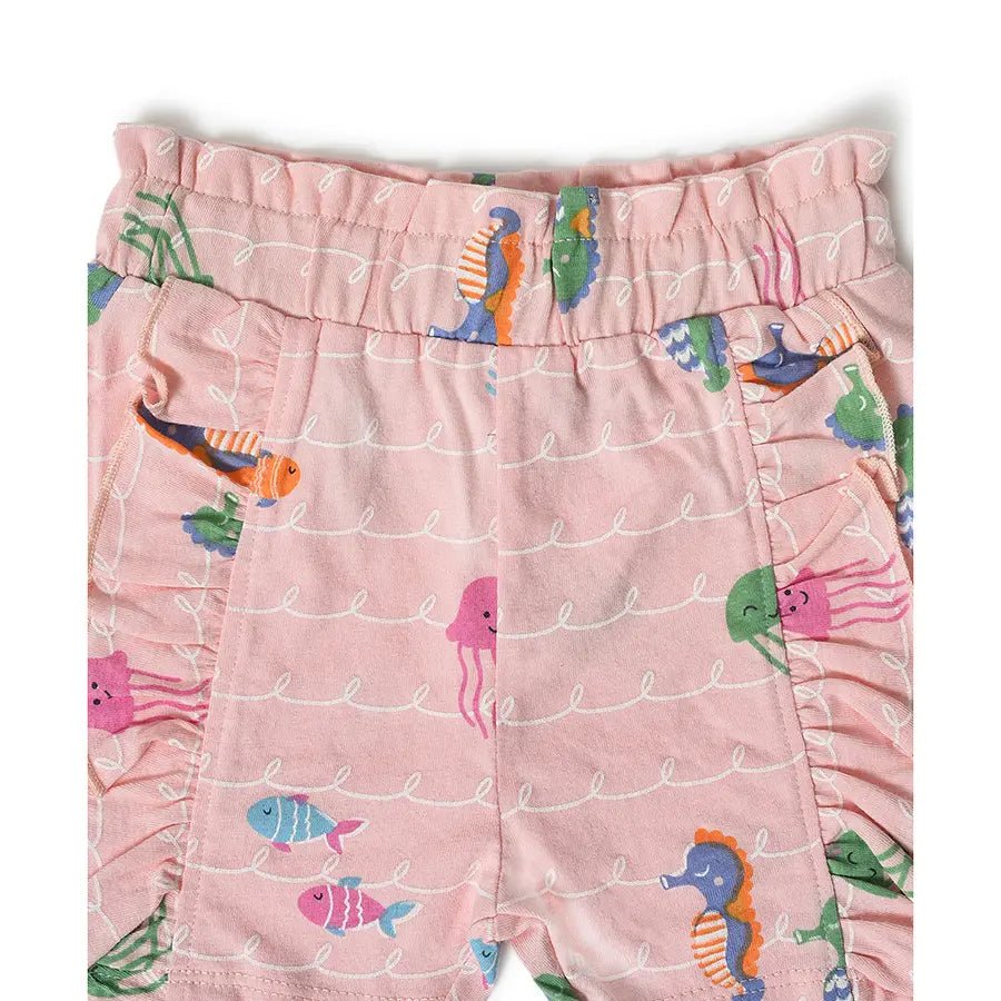 Girls Sea Animal Print Shorts- (Pack of 3) Shorts 10