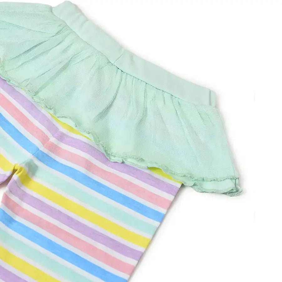 Girls Striped ( Front Open Vest & Legging Set ) Clothing Set 11