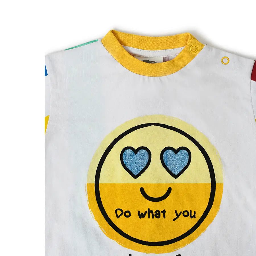 Kids Shorts & T-shirt With Love Emoji Print T-Shirt 4
