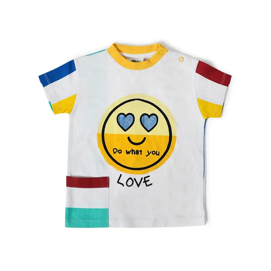 Kids Shorts & T-shirt With Love Emoji Print T-Shirt 2