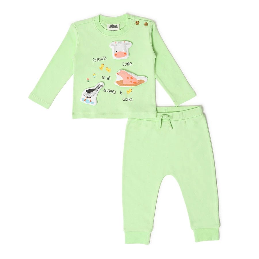 Kids Sweatshirt & Pyjama Set- Green Clothing Set 2