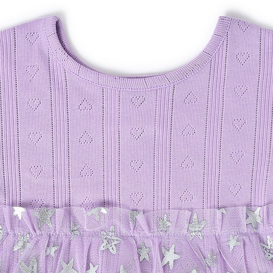 Mermazing Baby Girl Tulle Pointelle Rib Frock-Dress-3