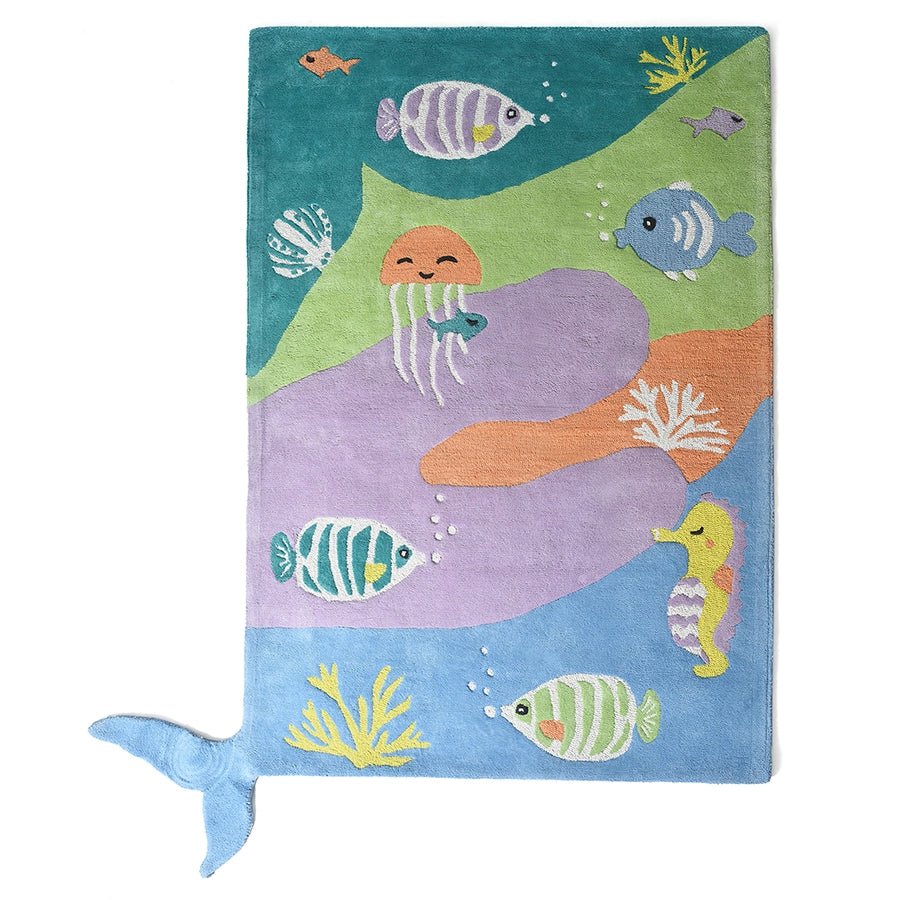 Mermazing Unisex Oceanic Woven Plain Tufted Rug Rug 1