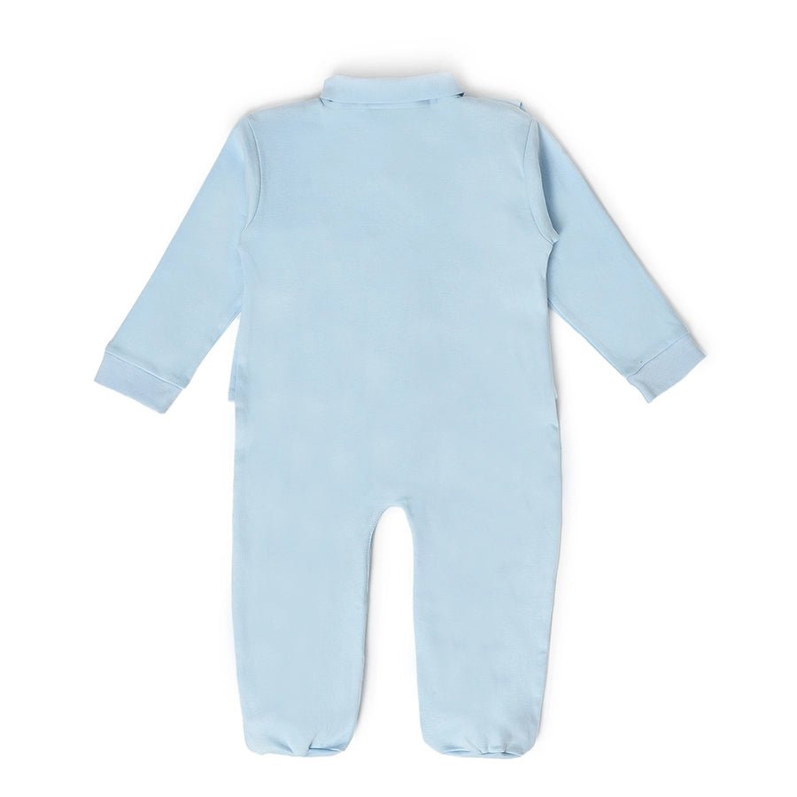 Misty Baby Blue Sleep Suit with Booties-Sleepsuit-2