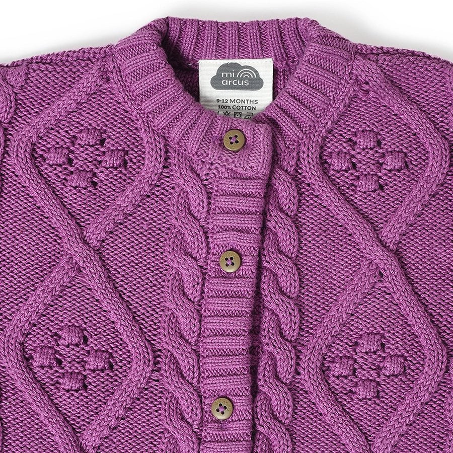 Misty Chunky Knitted Cardigan Purple Cardigan 3