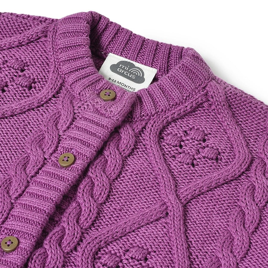 Misty Chunky Knitted Cardigan Purple Cardigan 4