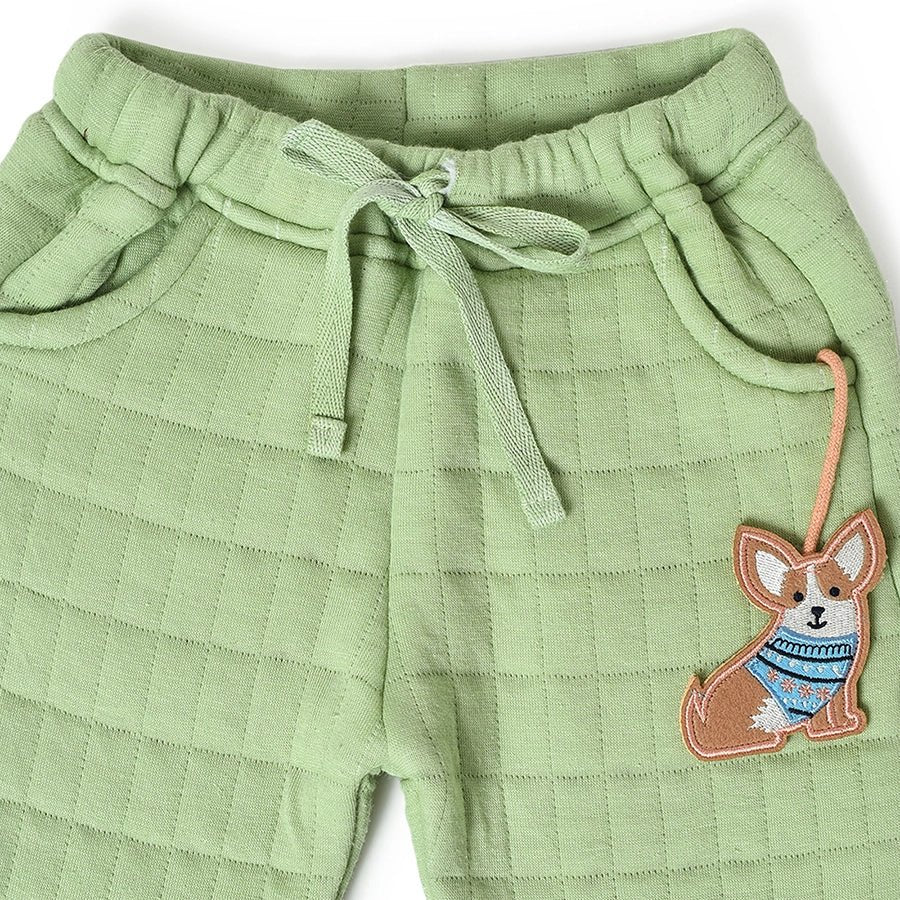 Misty Corgi Quilted Green Sweatshirt & Pajama Set Clothing Set 11