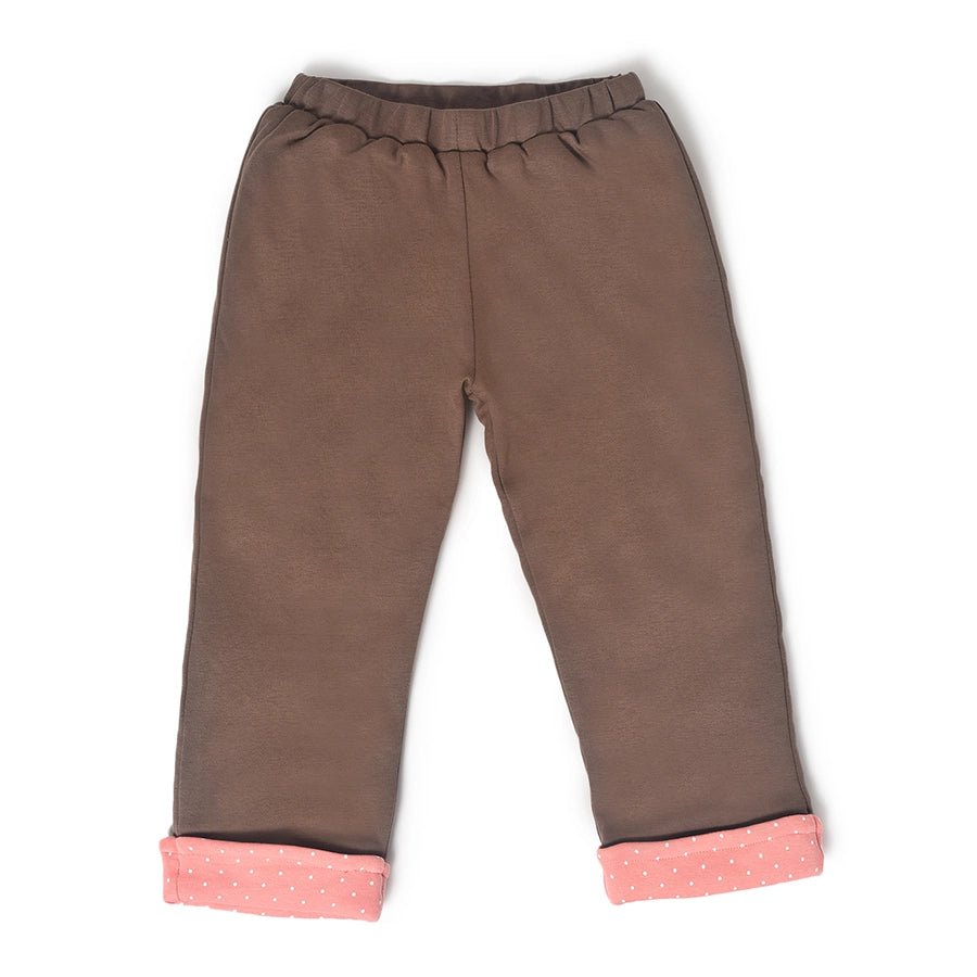 Misty Front Open Sweatshirt & Pajama Set Peach & Brown-Clothing Set-9