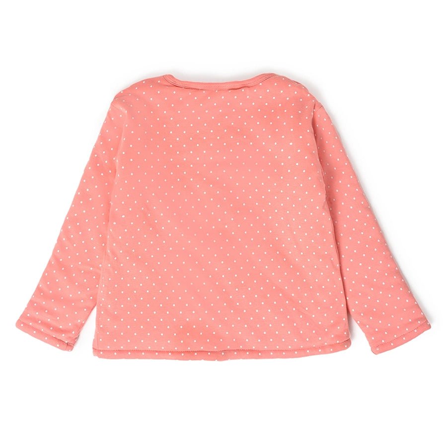 Misty Front Open Sweatshirt & Pajama Set Peach & Brown-Clothing Set-3
