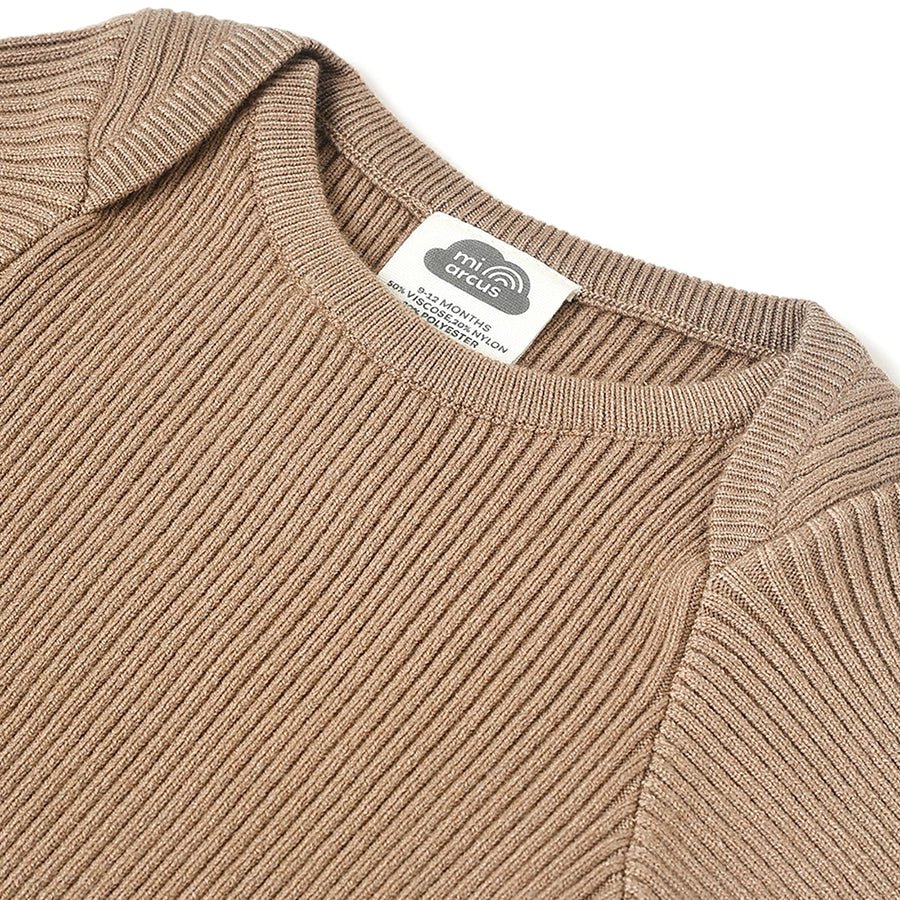 Misty Full Sleeve Knitted Thermal Brown Top-Thermal Top-4