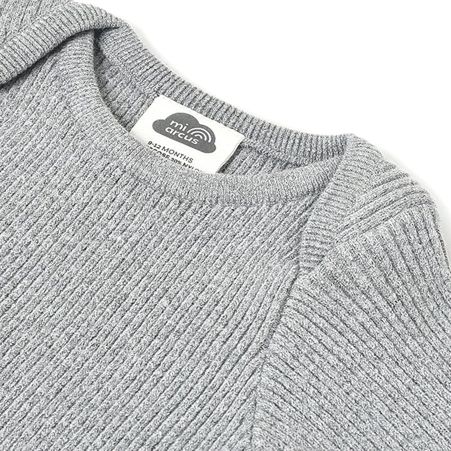 Misty Full Sleeve Knitted Thermal Grey Top-Thermal Top-4