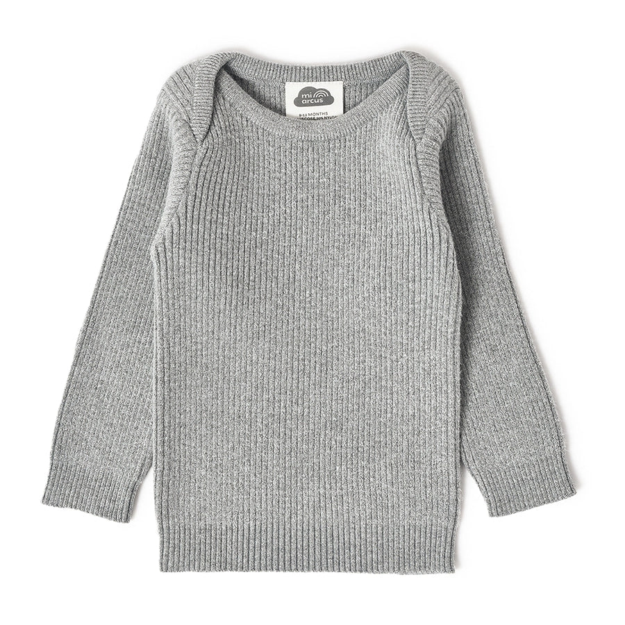 Misty Full Sleeve Knitted Thermal Grey Top Thermal Top 1