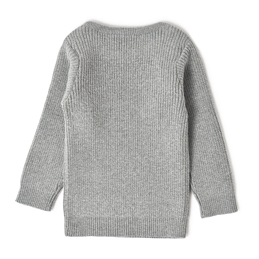 Misty Full Sleeve Knitted Thermal Grey Top-Thermal Top-2