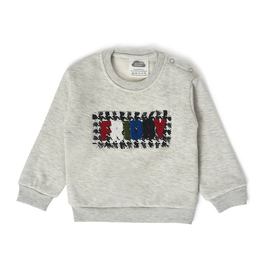 Misty Grey Knitted Sweatshirt for Kids-Sweatshirt-2
