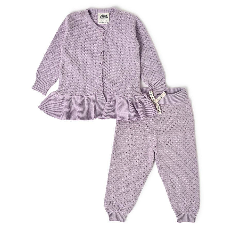 Misty Knitted Cardigan with Pyjama Set-Clothing Set-1