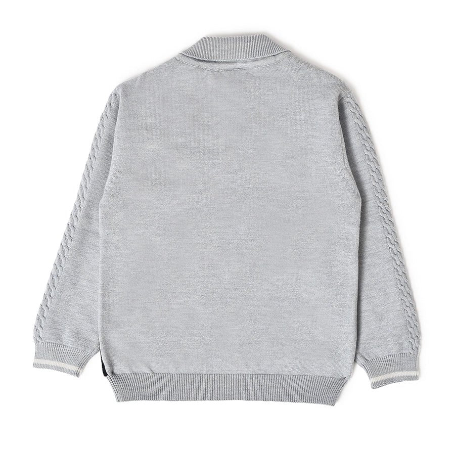 Misty Knitted Full Sleeve Grey Sweater-Sweater-2