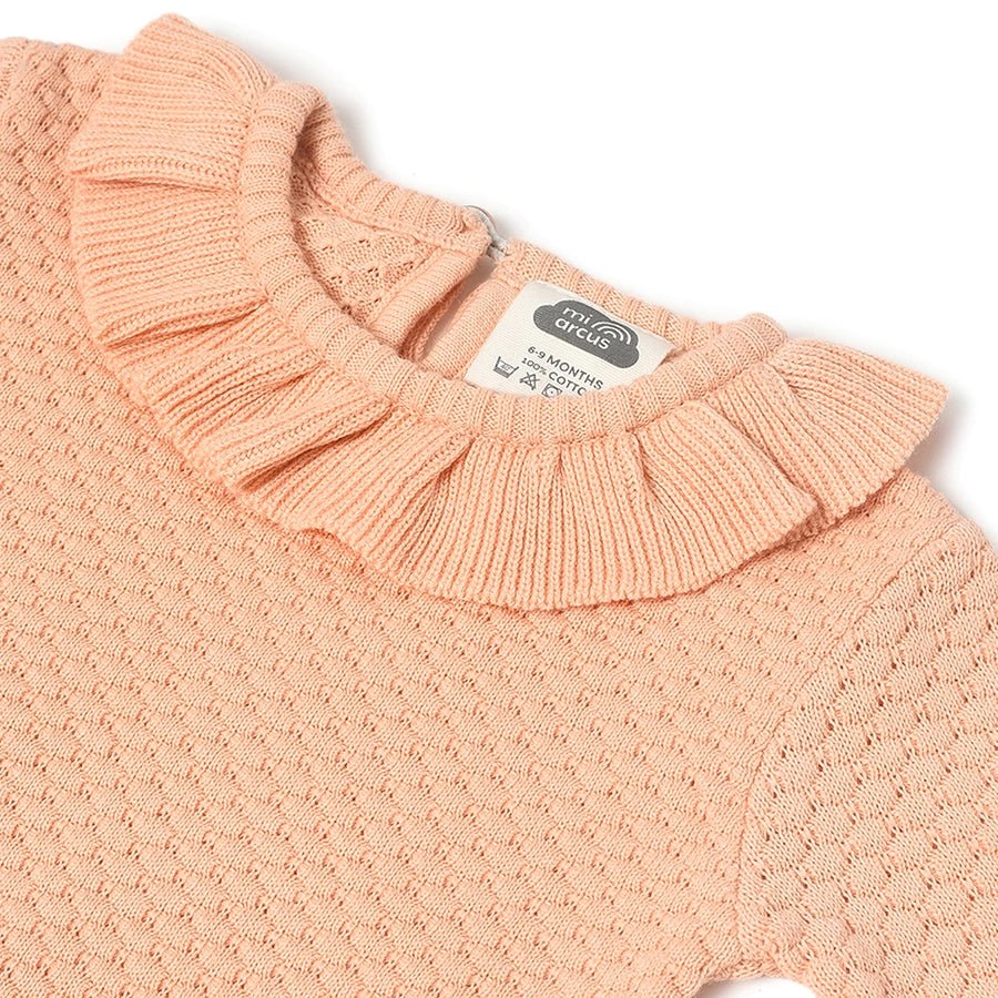 Misty Knitted Peach Jumper Set with Booties-Clothing Set-8