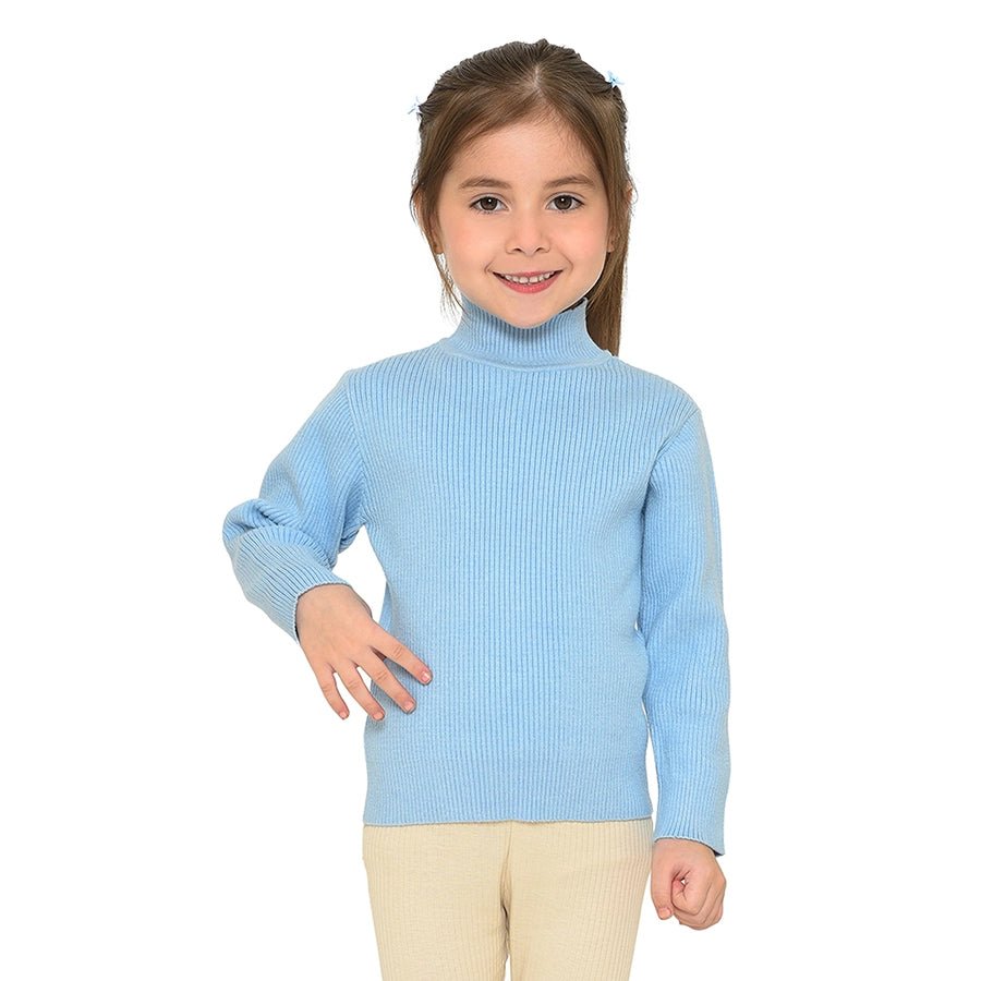 Misty Knitted Thermal Blue Top with Turtle Neck Thermal Top 1