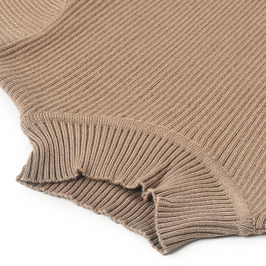 Misty Knitted Thermal Brown Top with Turtle Neck-Thermal Top-5