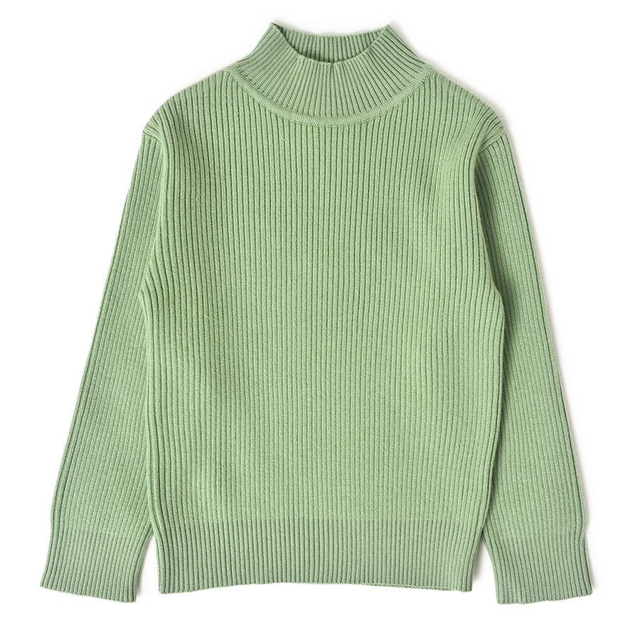 Misty Knitted Thermal Green Top with Turtle Neck-Thermal Top-1