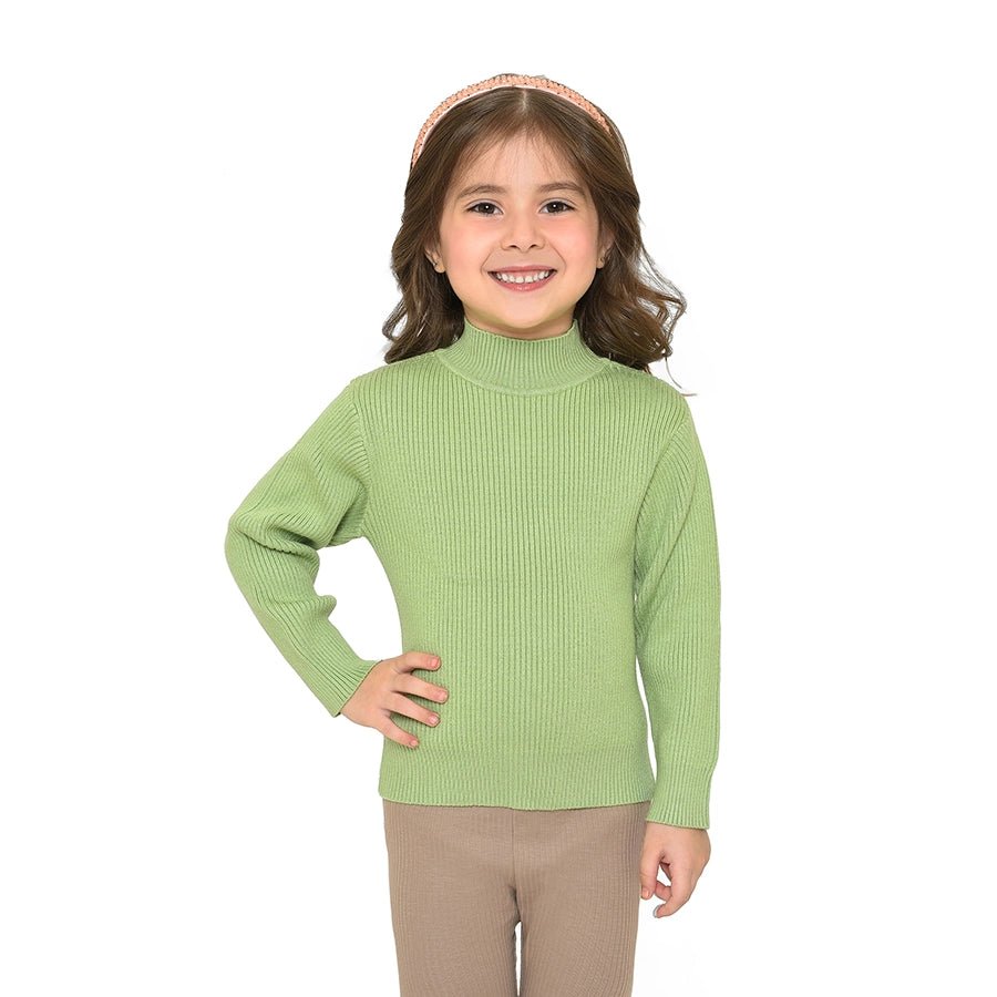 Misty Knitted Thermal Green Top with Turtle Neck Thermal Top 1