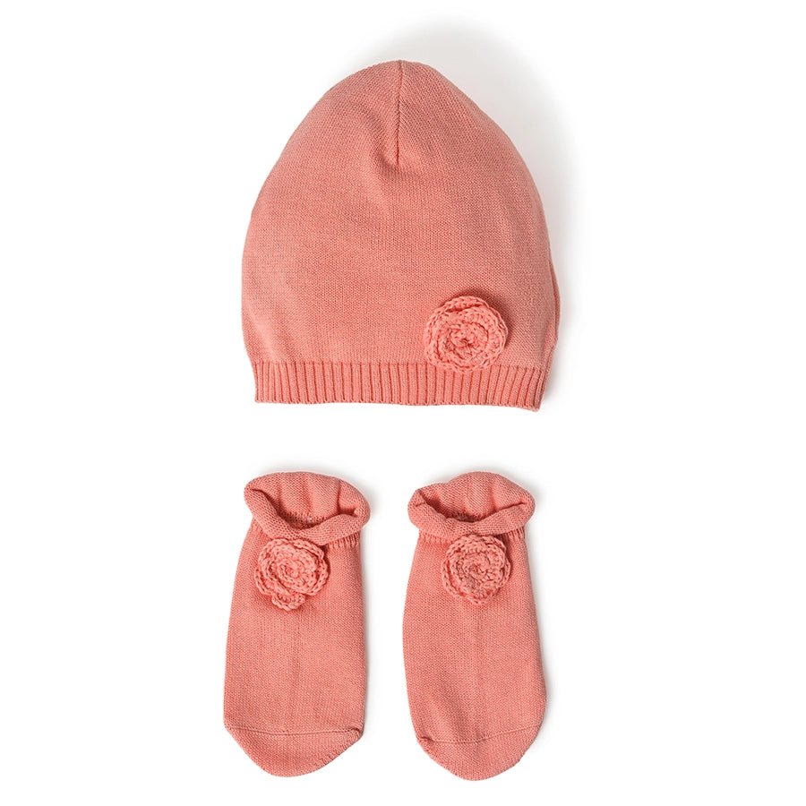 Misty Peach Knitted Cap & Socks set(Pack of 2) Cap 1