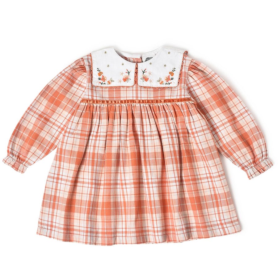 Misty Peach Knitted Collar Dress-Dress-1