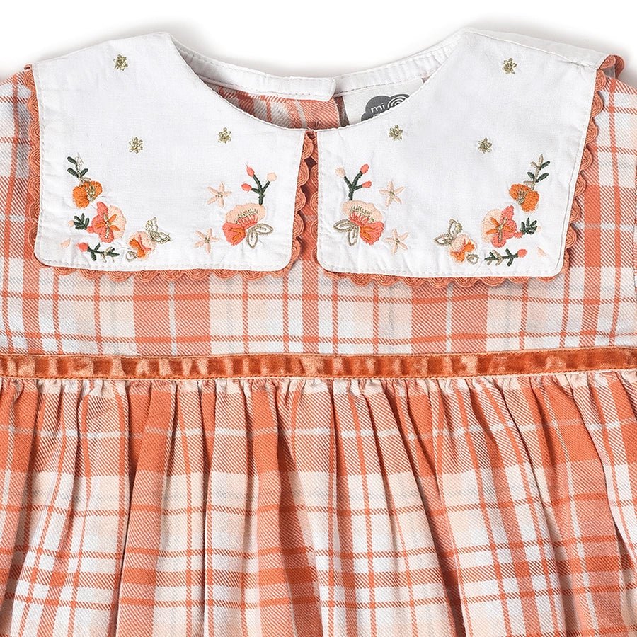 Misty Peach Knitted Collar Dress-Dress-3