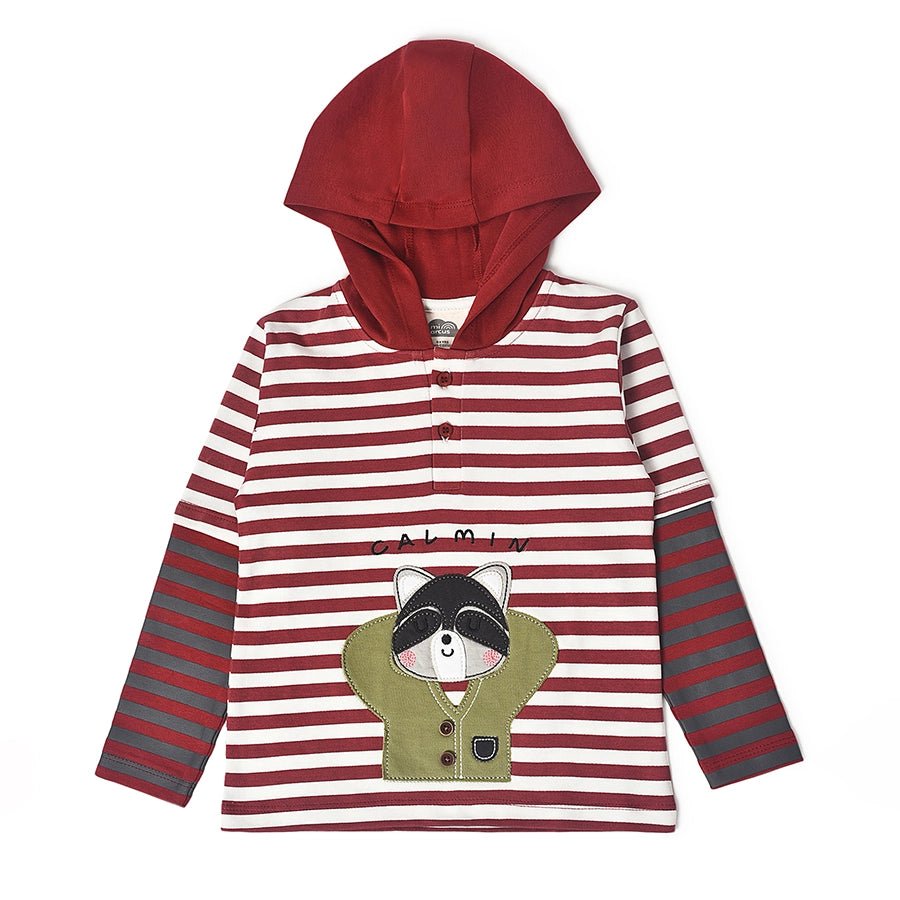 Misty Red Hooded Polo T-Shirt-T-Shirt-1