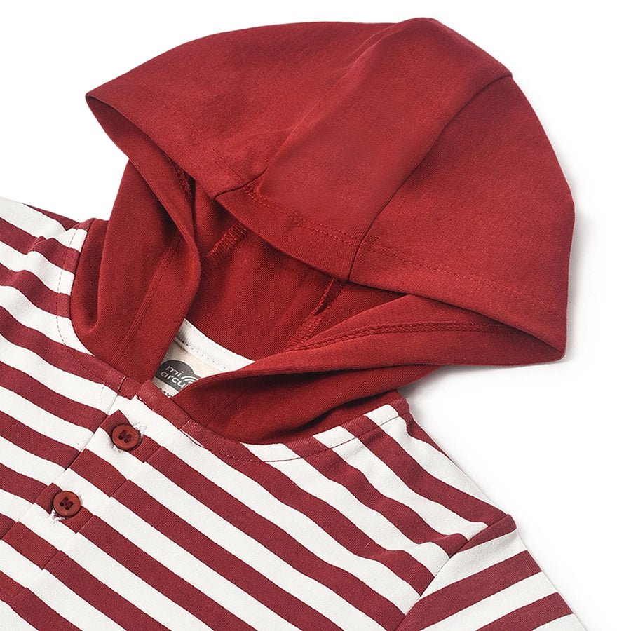 Misty Red Hooded Polo T-Shirt-T-Shirt-4