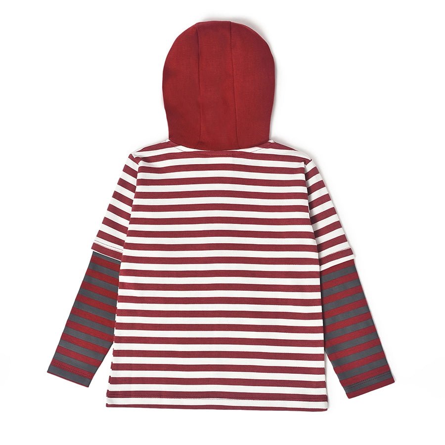 Misty Red Hooded Polo T-Shirt T-Shirt 3