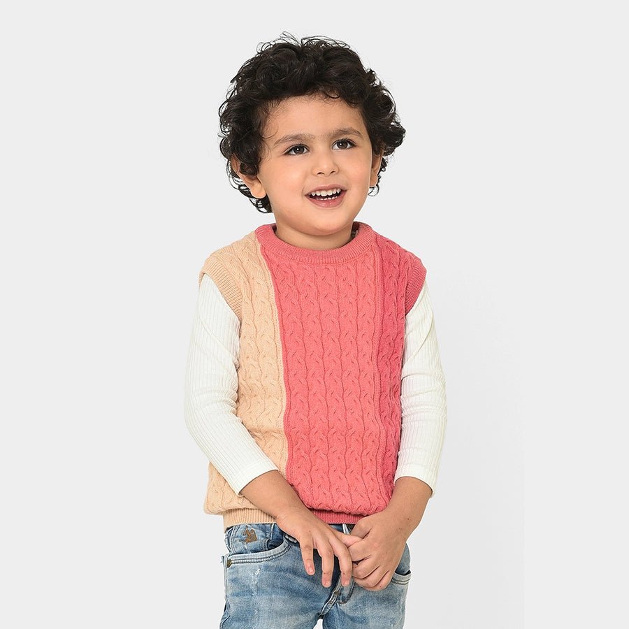Misty Rose Sleeveless Knitted Sweater for Kids Sweater 1