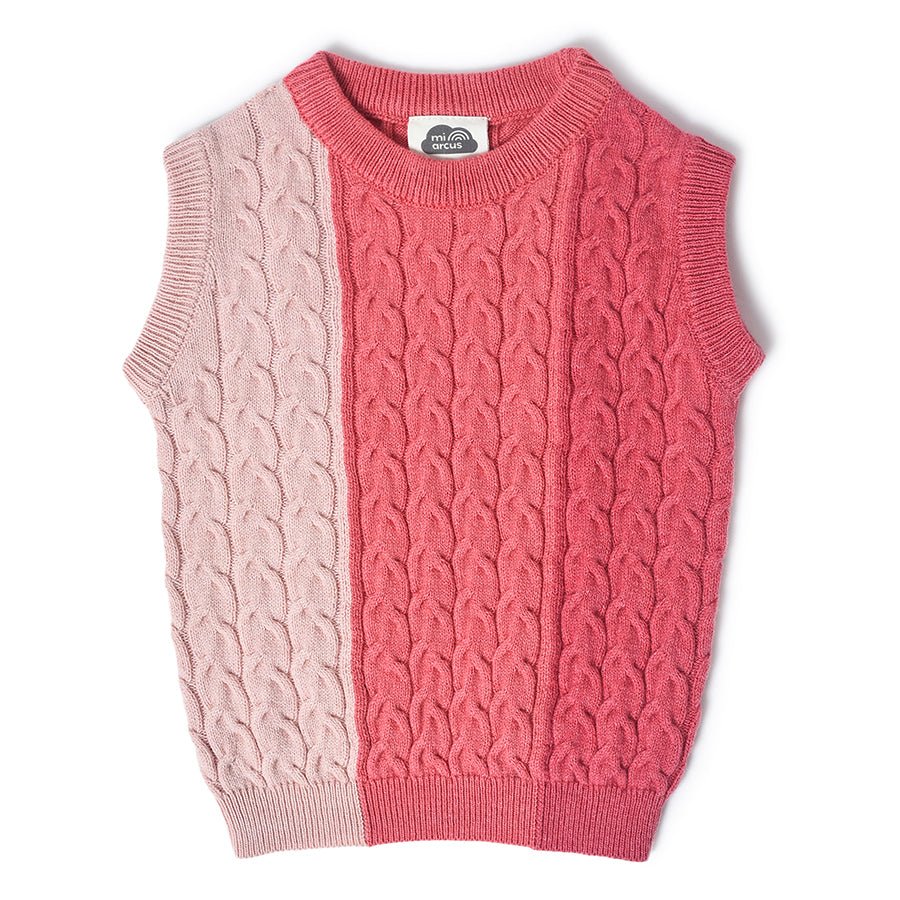 Misty Rose Sleeveless Knitted Sweater for Kids-Sweater-1